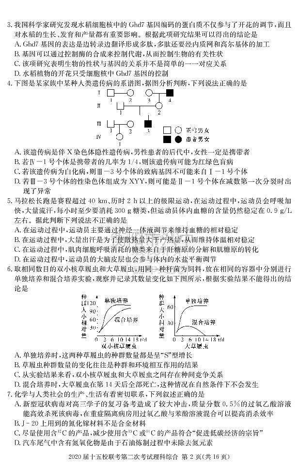 理综试卷（十五校2）第2页