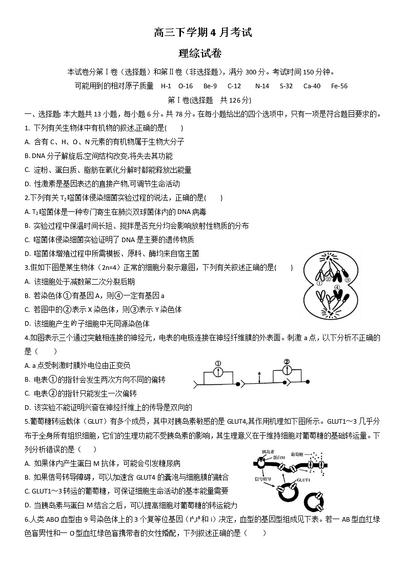 2020辽宁省辽河油田二中高三4月模拟考试理科综合试题含答案第1页