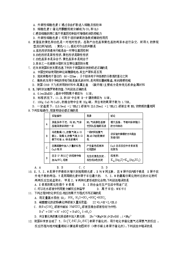四川省遂宁市2022-2023学年高三上学期零诊考试+理综+Word版含答案第2页