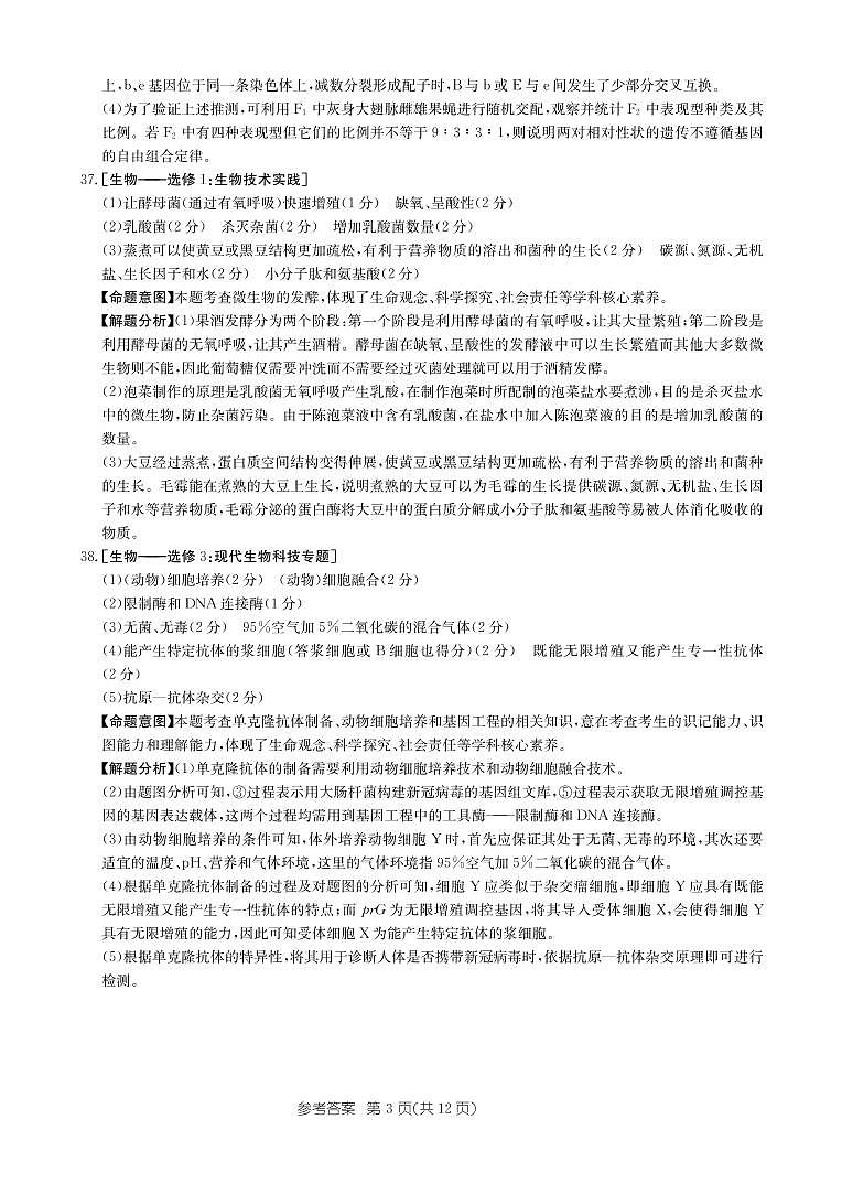 2022青海省海东市一中高三高考二模理科综合试题含解析03