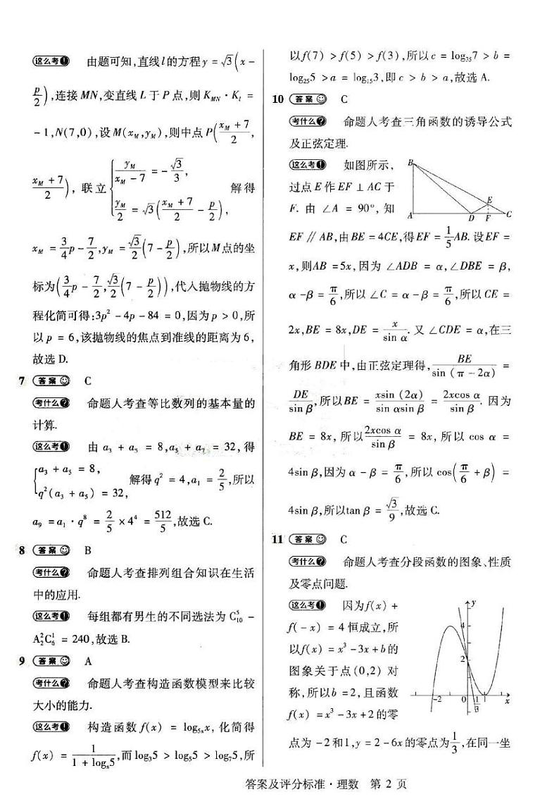西宁市2023年模拟理科数学答案第2页