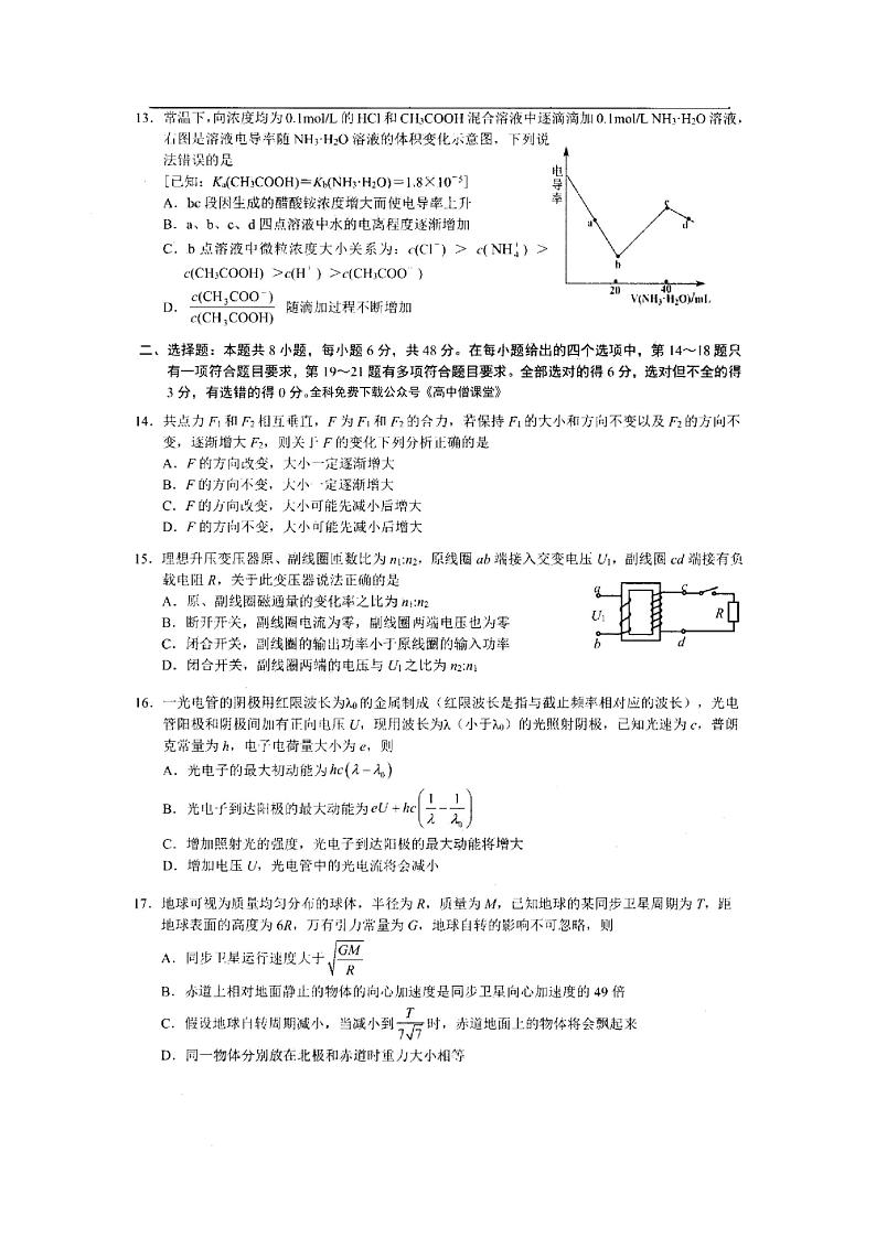 广西桂林、崇左市2022-2023学年高三理综上学期联合调研考试（一模）试题（扫描版附答案）03