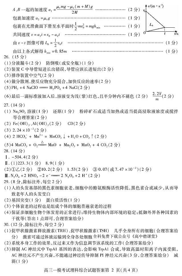 2023内江高三上学期第一次模拟考试（1月）理综PDF版含答案02