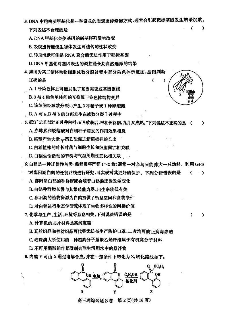 2023年1月山西省高三适应性调研考试理综试题含答案第2页