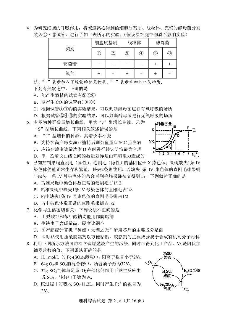 2023邕衡金卷广西高三一轮复习诊断性联考试题（2月）理综PDF版含解析（可编辑）第2页