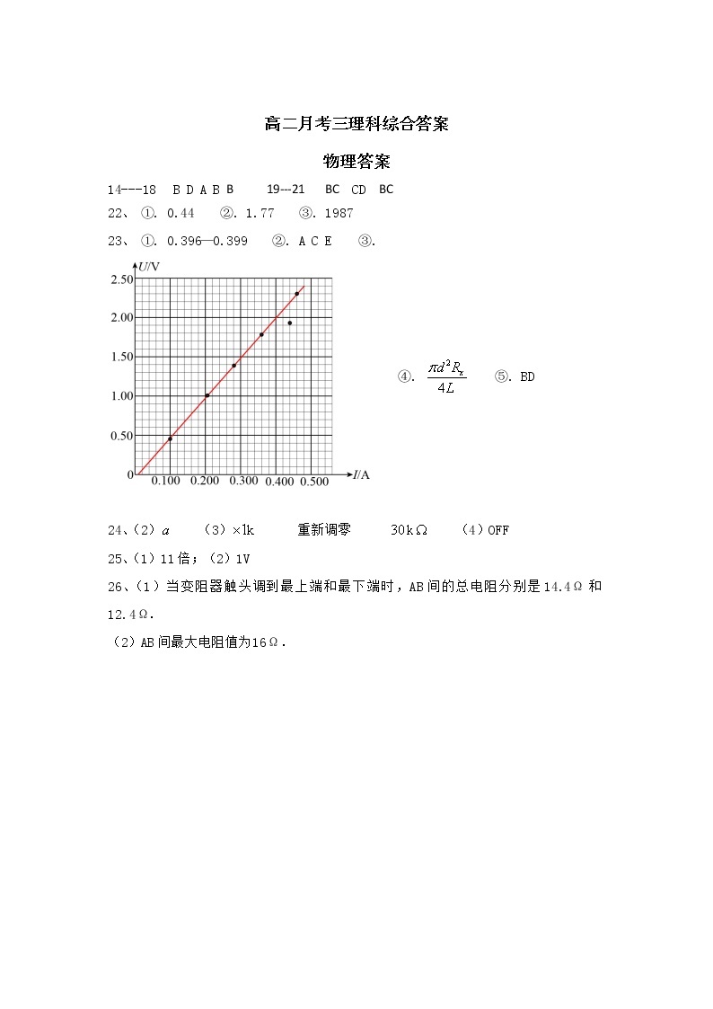 2021-2022学年山西省朔州市怀仁市第一中学高二上学期第三次月考理综试题（PDF版）01