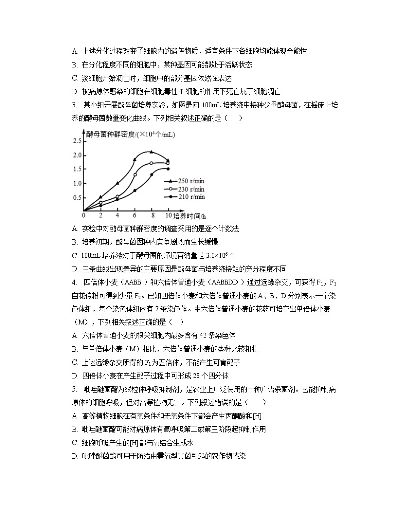 2022-2023学年安徽省合肥市肥东县综合高中高三下学期第一次模拟考试 理综第2页