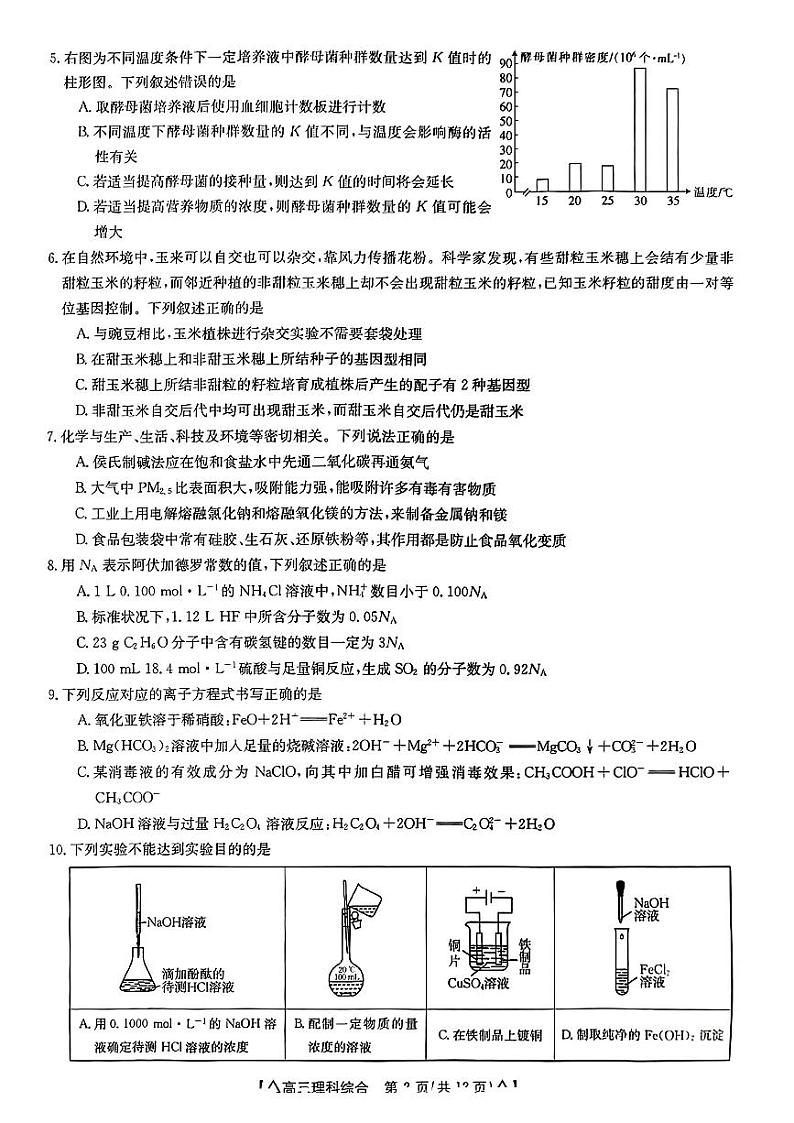 陕西省2022-2023学年高三下学期2月联考试题  理综  PDF版含答案02