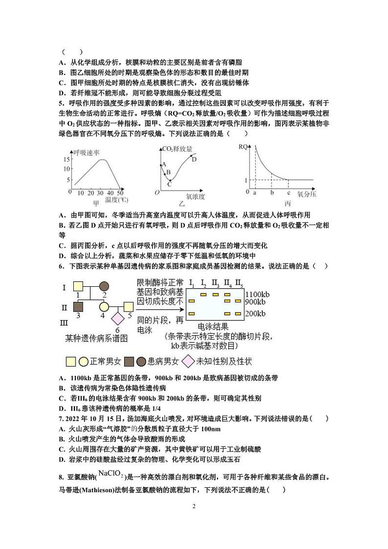 2023江西省丰城中学高三下学期入学考试理综PDF版无答案02