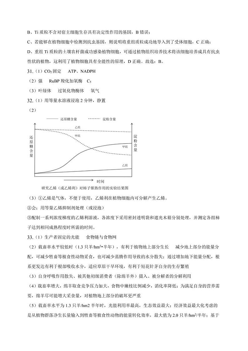 2023滁州定远县育才学校高三下学期第一次模拟考试理综含解析02