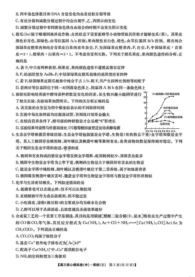 2023届新高考高三核心模拟卷（中）理综试题及答案02