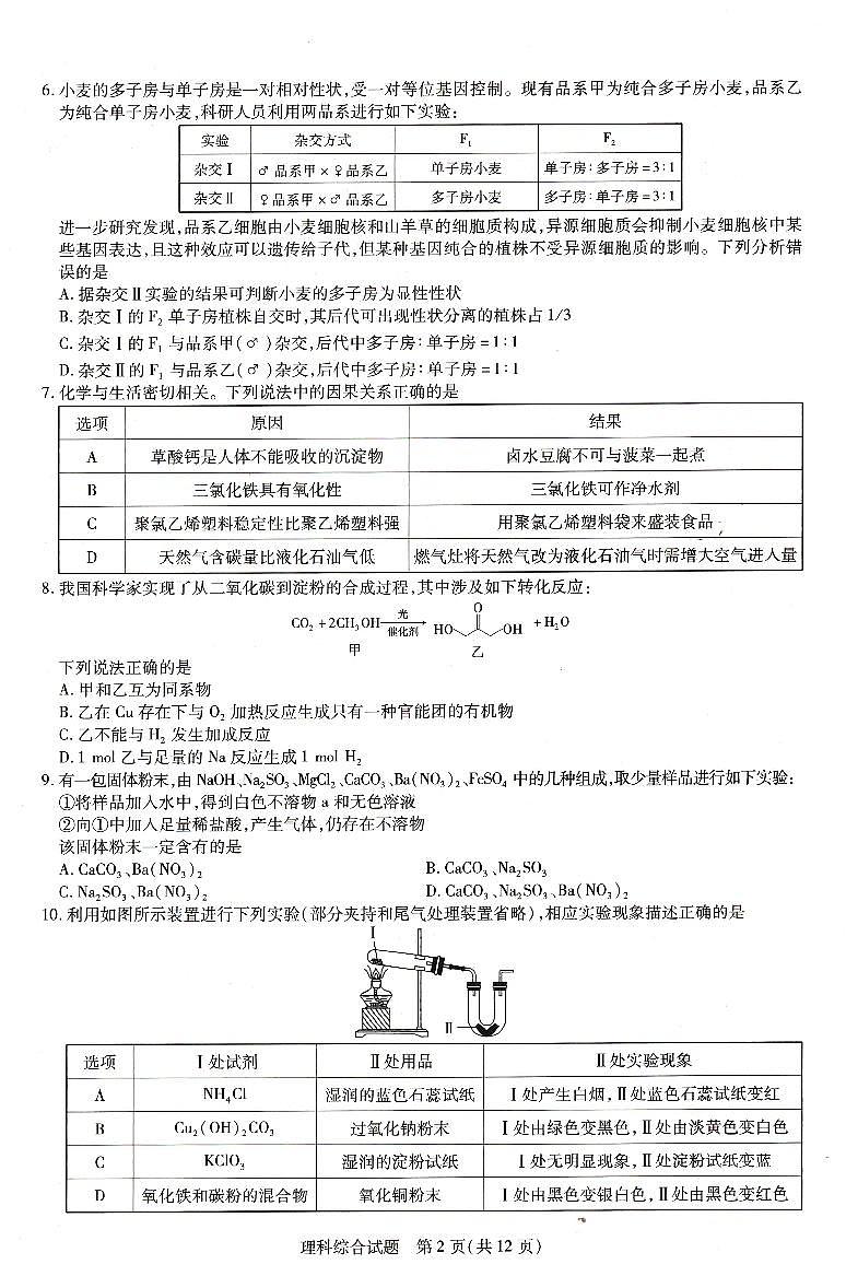 河南省濮阳市2022-2023学年高三下学期第一次摸底考试理科综合试卷第2页