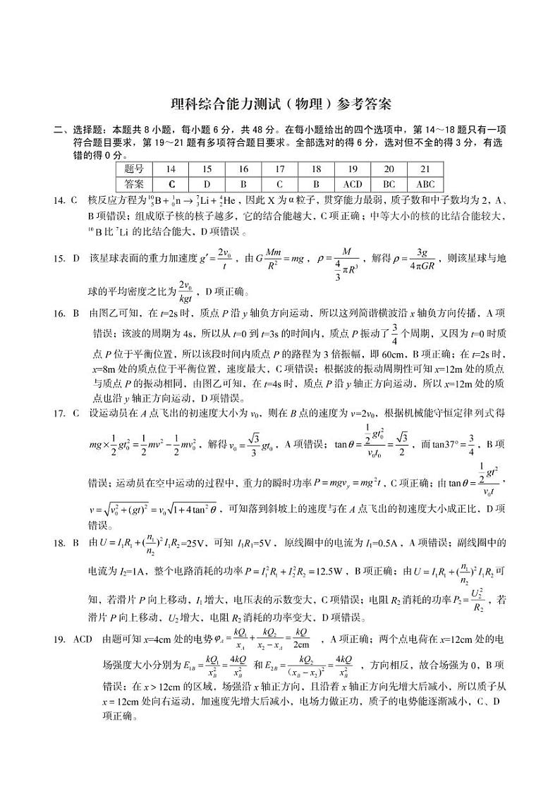 2022-2023学年安徽省A10联盟高三下学期开学考试理科综合试题PDF版含答案01