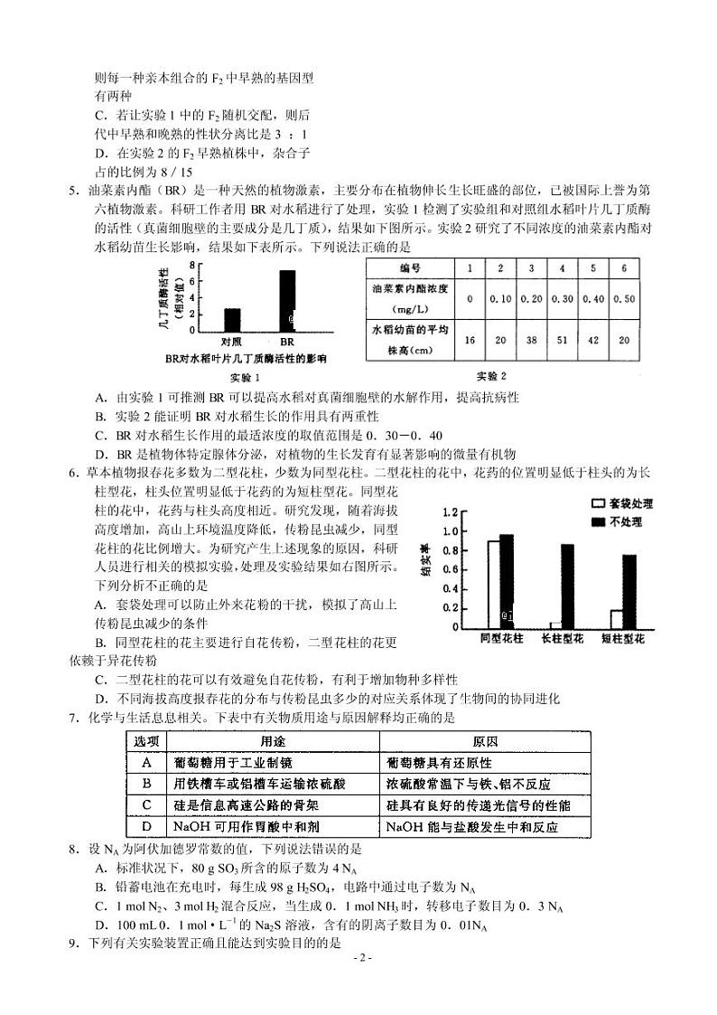 2019届河南省郑州市高三第三次质量预测理综试卷（PDF版）第2页