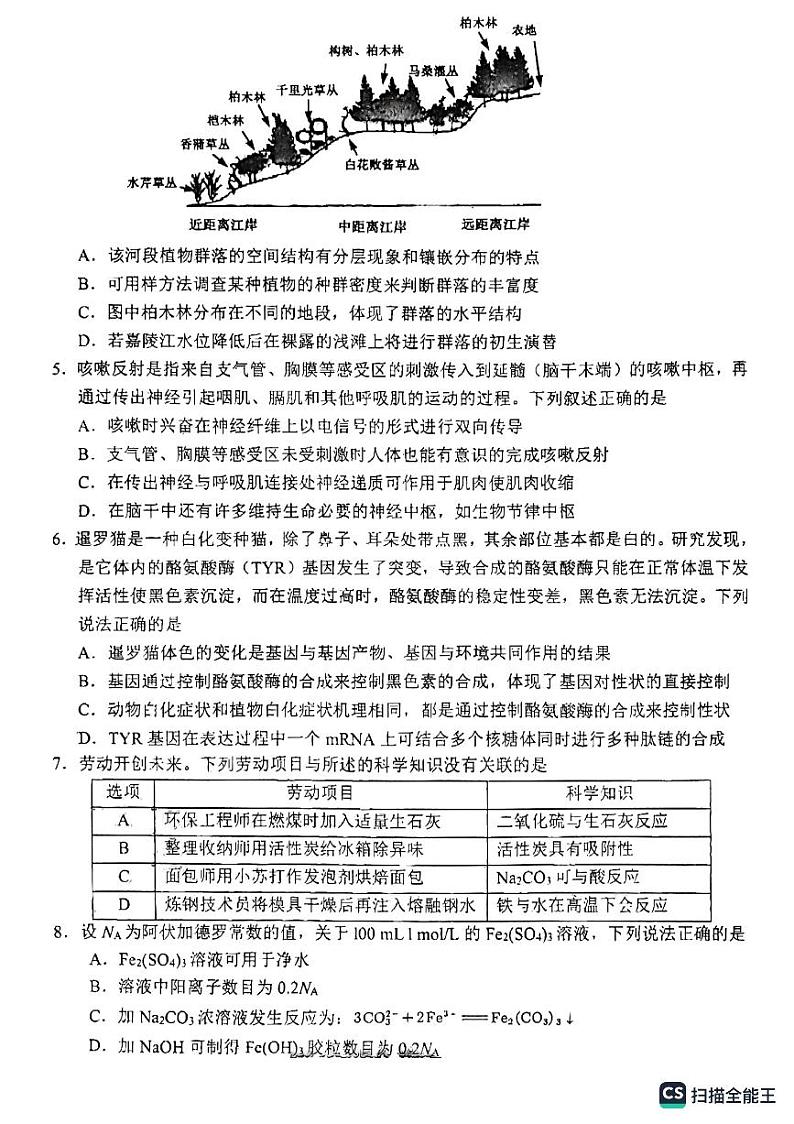 2023南充高三下学期3月高考适应性考试（二诊）理综PDF版含答案02