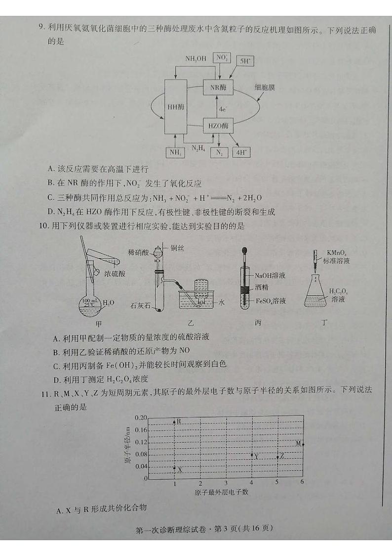 2023甘肃省高三下学期第一次高考诊断性考试（一模）理综试题PDF含答案03