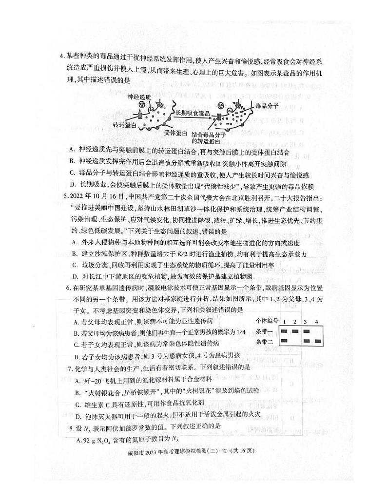 2023届陕西省咸阳市高三二模理综试题02