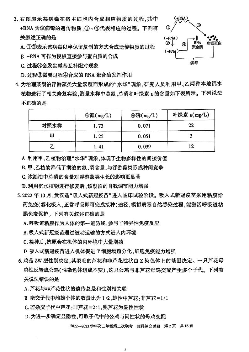 2022-2023学年新疆慕华·优策高三第二次联考试题理综PDF版含答案02