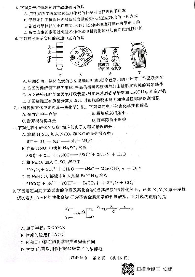 2022届河南省开封市高三第二次模拟考试 理综 PDF版02