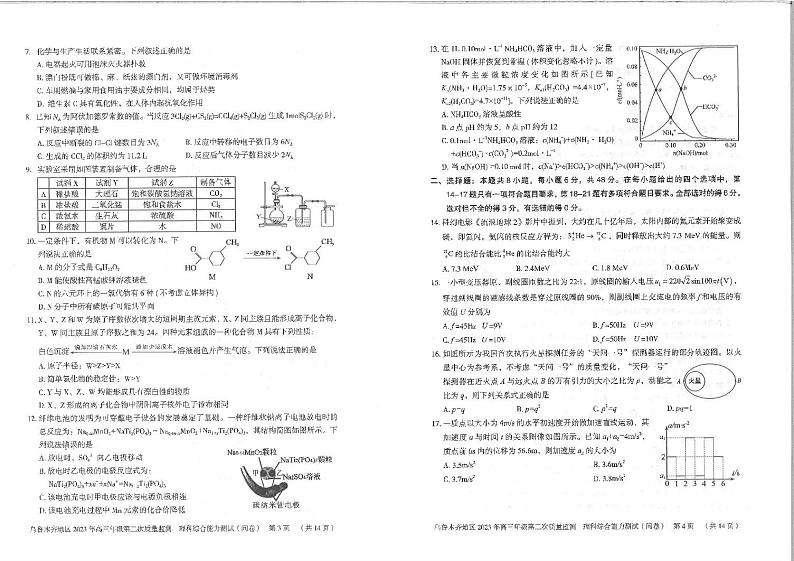 2022-2023学年新疆乌鲁木齐地区高三下学期二模 理综 PDF版 试卷02