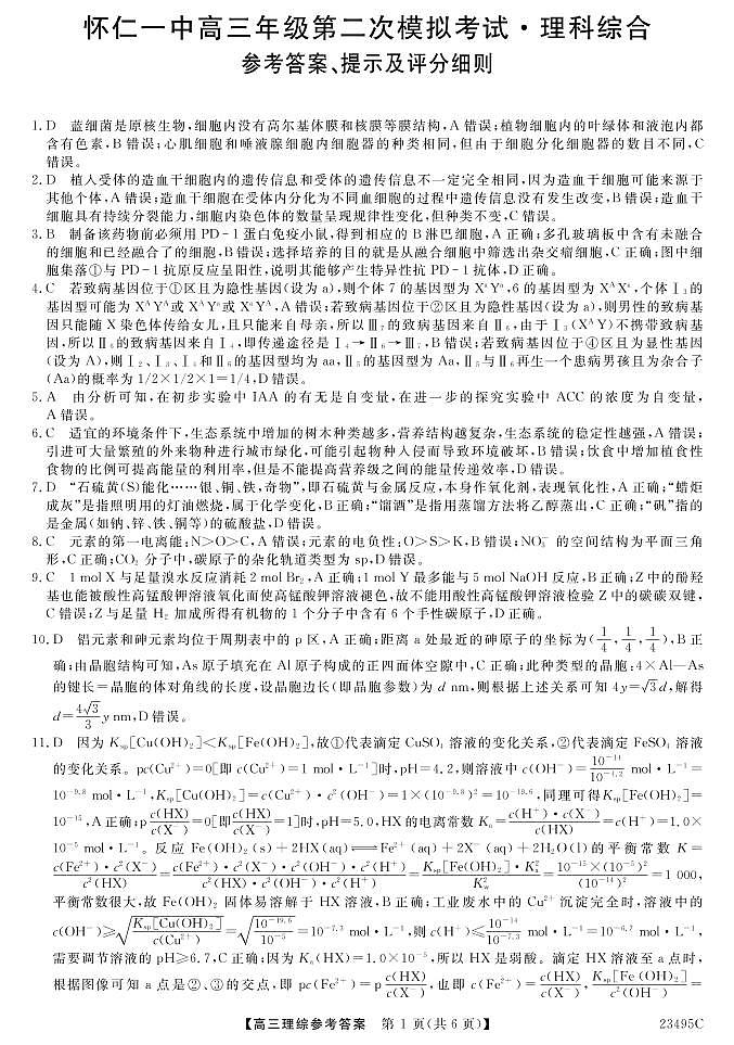 23495C-理综DA第1页