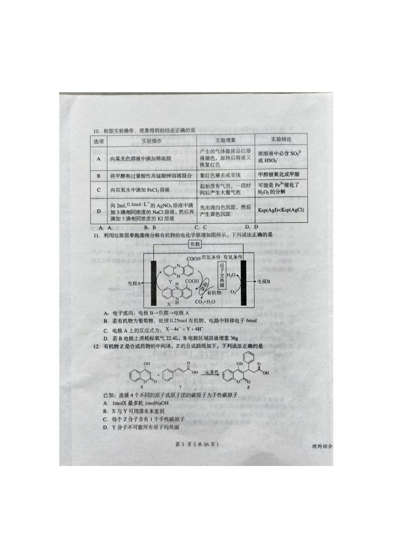 2023届江西省鹰潭市高三第一次模拟考试 理综（PDF版）03