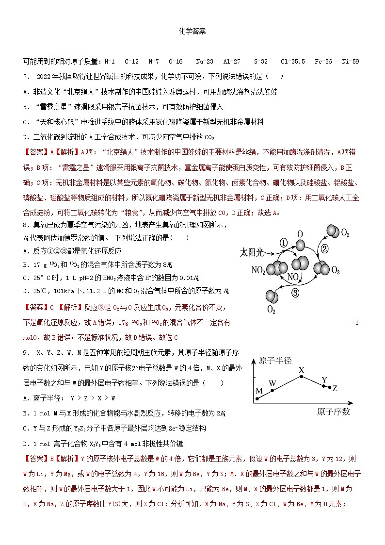 云南省昆明一中、宁夏银川一中2023届高三联全考试一模 理综试题及答案01