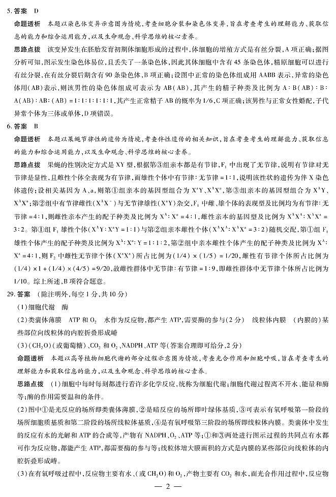 河南省天一大联考2022-2023学年高三下学期阶段性测试（六）三模理综试题02