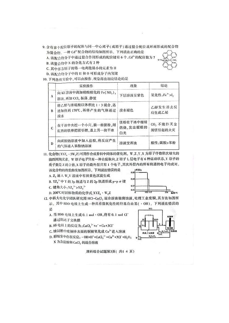 2023临汾高三下学期高考考前适应性训练考试（二）理综PDF版含答案03