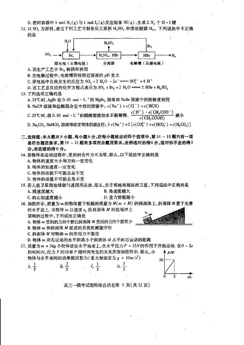 2018届四川省内江市高三第一次模拟考试试题 理综 PDF版03