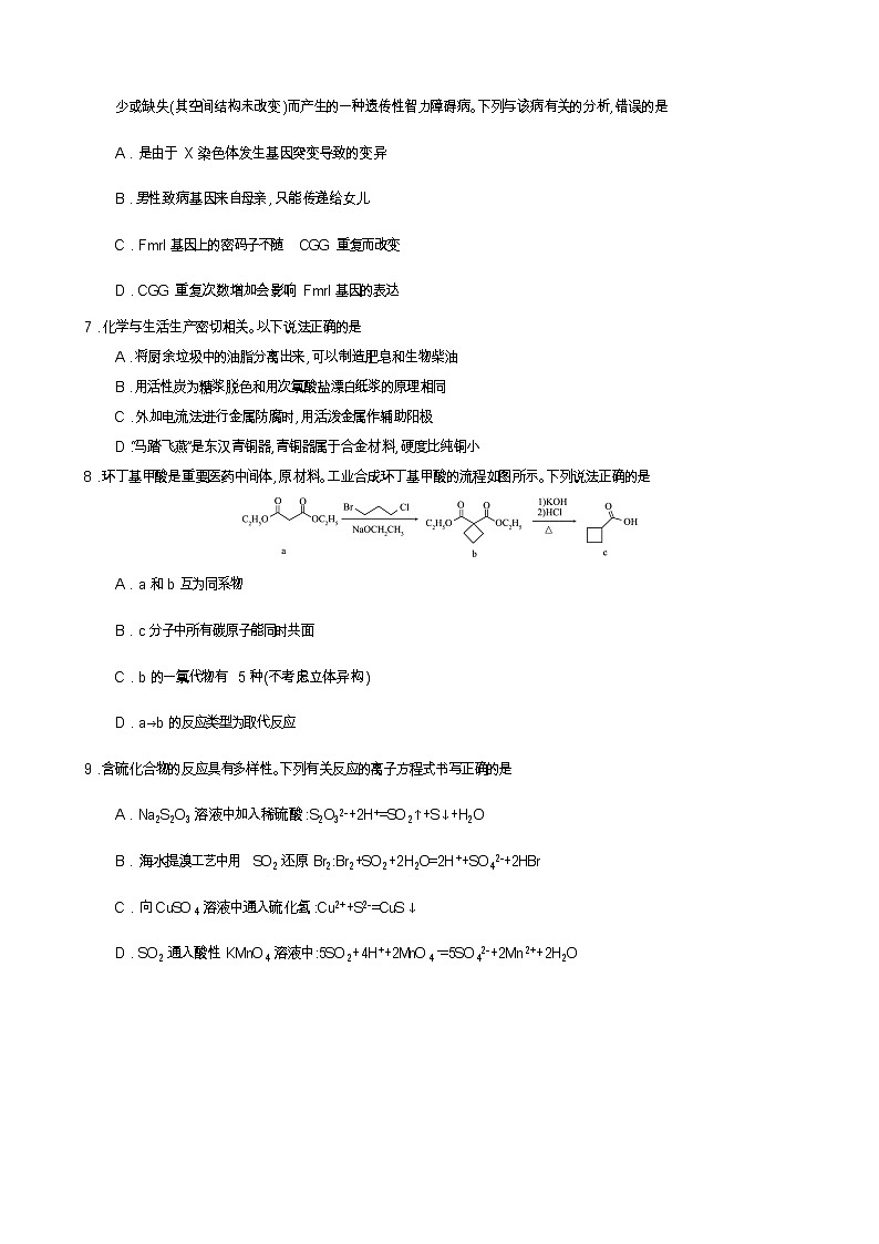 四川省遂宁市2023届高三理综下学期三诊考试试卷（三模）（Word版附答案）第3页