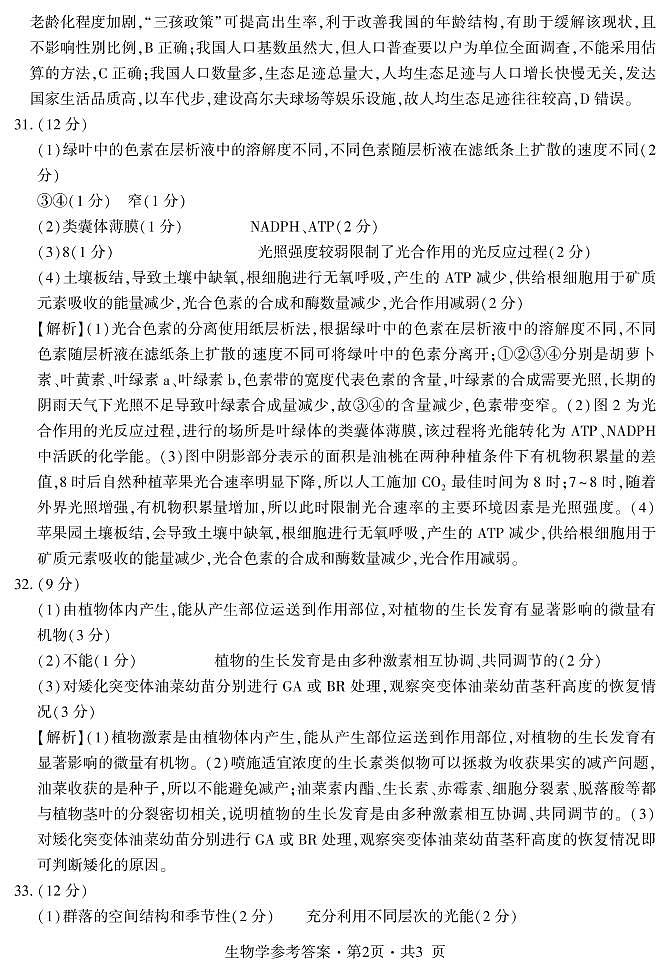2022-2023学年云南省曲靖市第二中学学联体高三下学期联考二模 理综 PDF版 试卷02