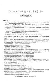 2022-2023学年河南省豫北名校高三下学期核心模拟卷中期训练理科综合试卷（六）（PDF版含答案）