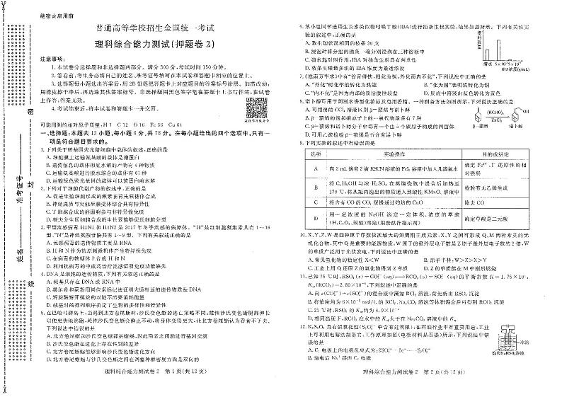理综2试卷第1页