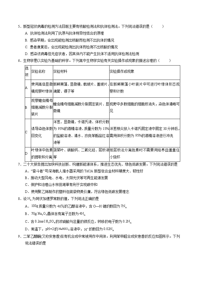 2023年高考第三次模拟考试卷-理科综合（全国甲卷A卷）（考试版）A4版02