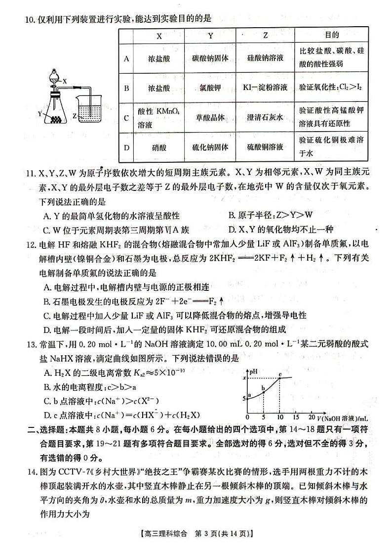 陕西省榆林市2023届高三下学期第四次模拟检测理科综合试卷+答案第3页