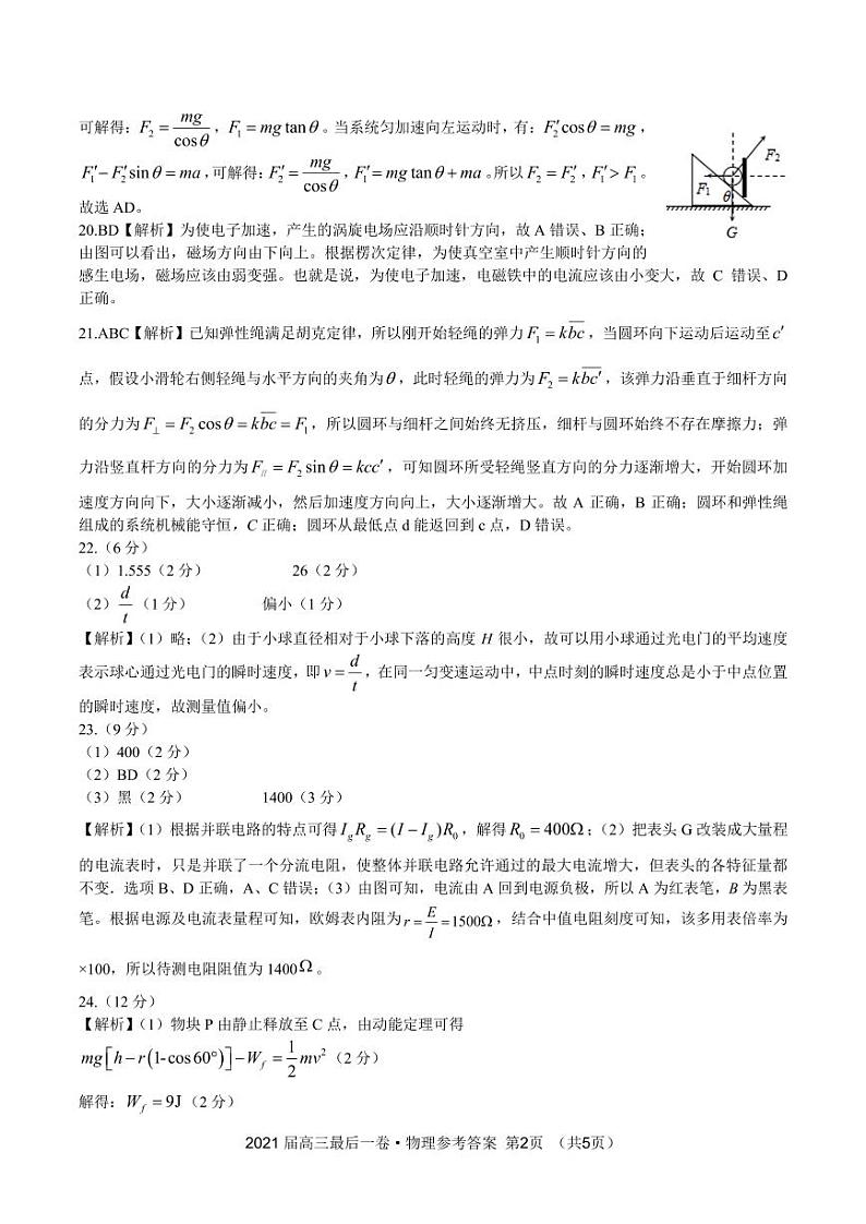 2022届安徽省芜湖一中、安师大附中等皖江名校高三5月最后一卷理综试题 PDF版02