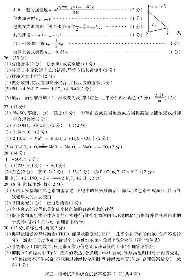 2022-2023学年四川省内江市高三上学期第一次模拟考试（1月）理综PDF版含答案02
