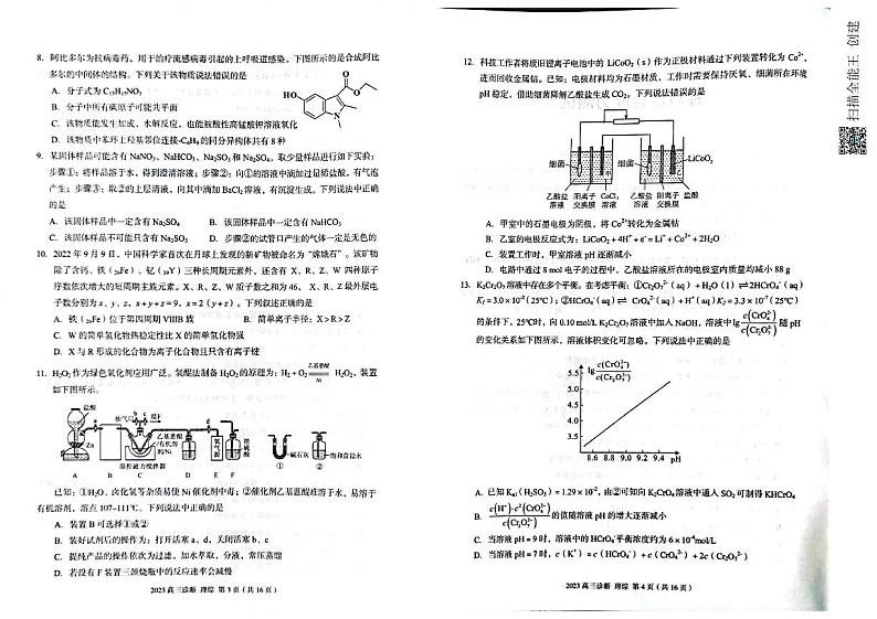 2023届甘肃省兰州市高三下学期3月诊断考试（月考）理综PDF版含答案02