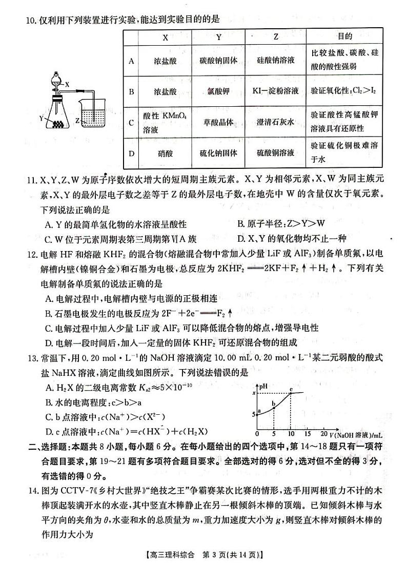 2023届陕西省榆林市高三下学期第四次模拟考试理综PDF版含答案03