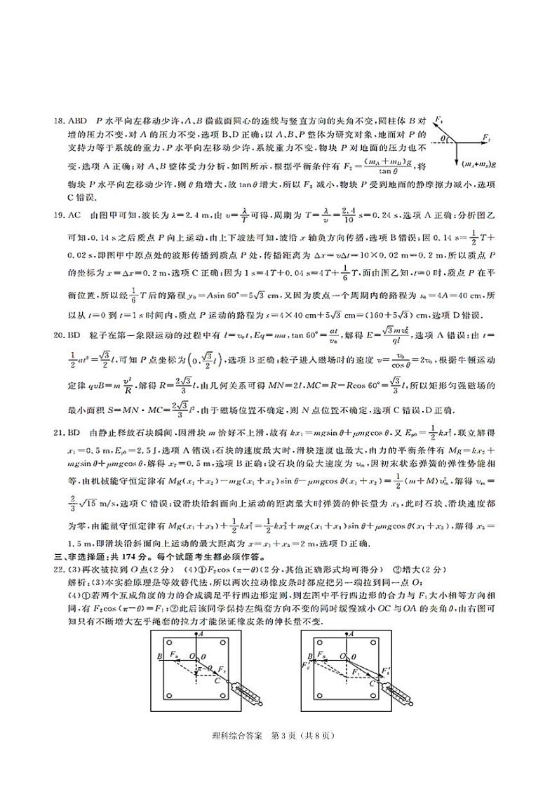 山西省部分学校2022-2023学年高三下学期4月模拟考试理综试题答案第3页
