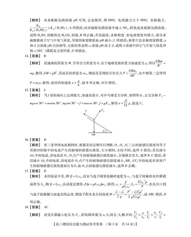2023届河南省TOP二十名校高三下学期猜题大联考（一）理综 PDF版03