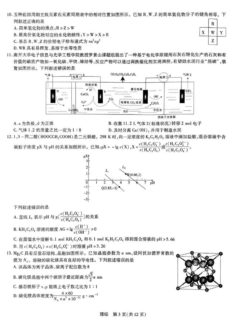 2023届山西省运城市高三第三次模拟调研测试 理综第3页