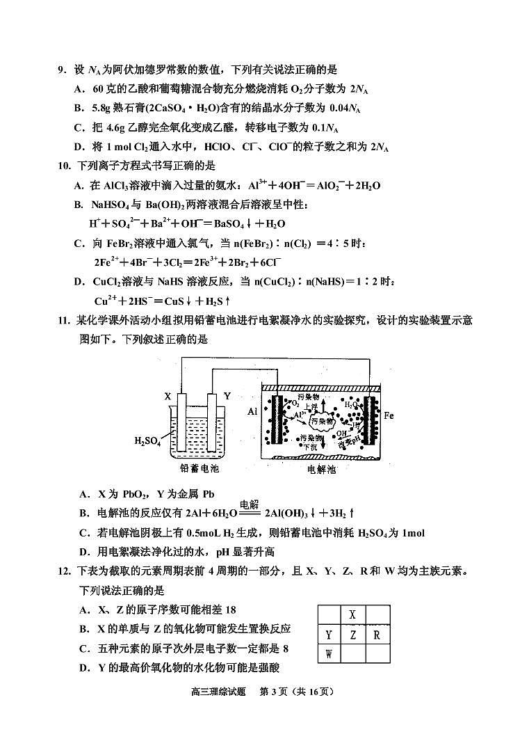 2019届吉林省吉林市高三第三次调研测试 理综（PDF版）03