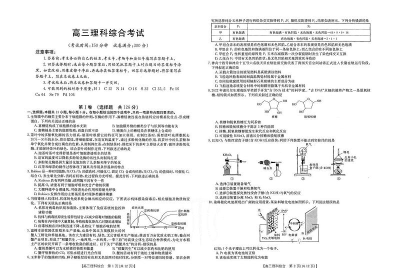 2022-2023学年江西省部分学校高三下学期3月月考试题理综PDF版含答案01
