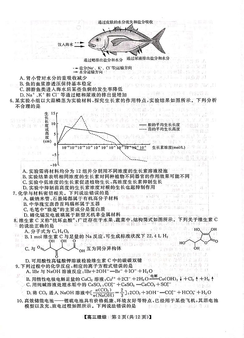 广西2023年5月高中毕业班高考模拟测试理科综合第2页