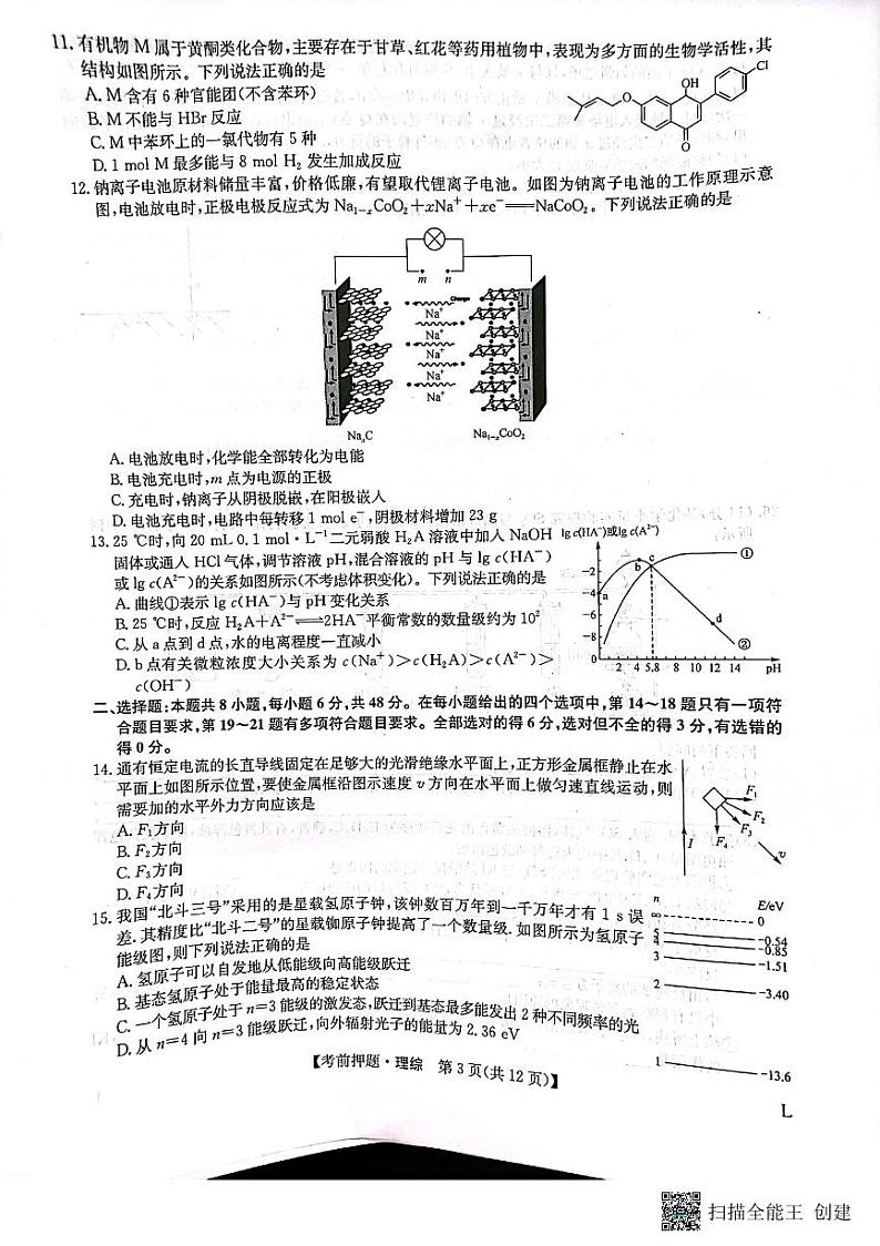 河南省郑州市九师联盟2023届高三下学期考前押题卷（老教材）理综+PDF版无答案03