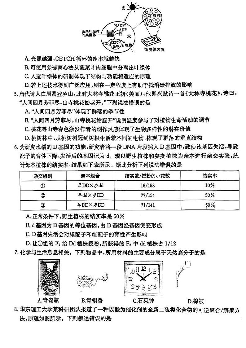 2023届山西省部分学校高三下学期5月联考试题 理综 PDF版第2页