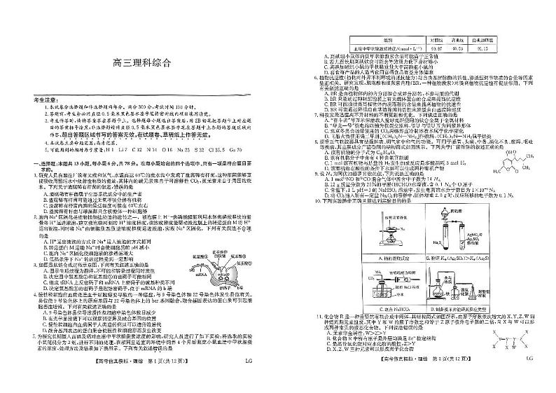 2023届甘肃省金昌市高三二模理综试题及答案01