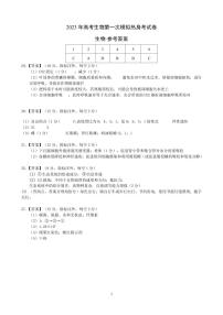 2023届四川省四川大学附属中学高考热身考试 理综答案